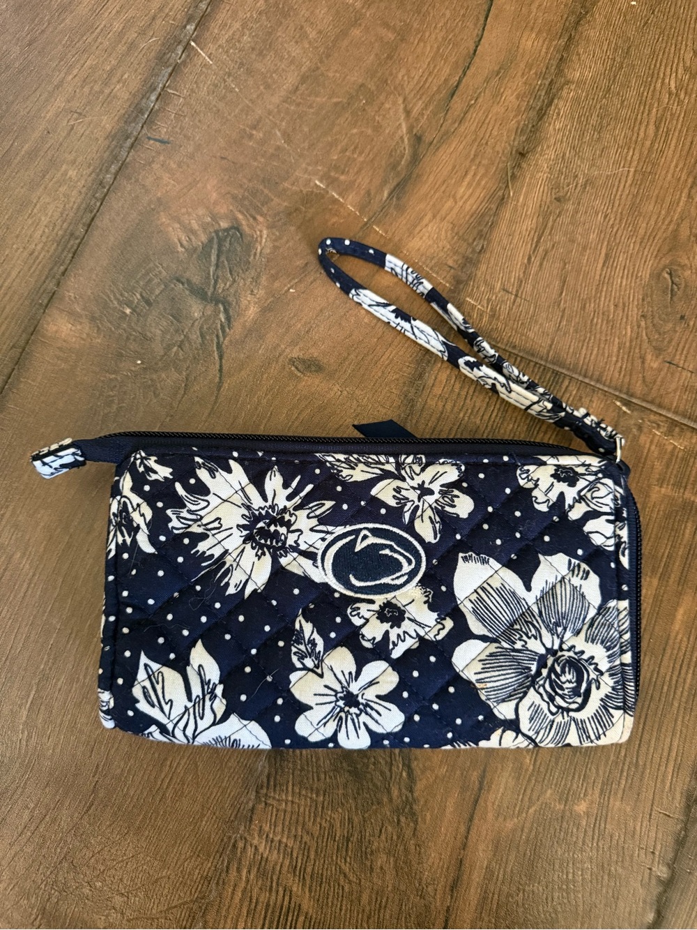 Penn State Vera Bradley Floral Quilted Wristlet Wallet - Navy & Cream